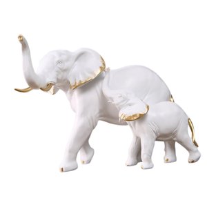 Bothyi - Figuritas De Resina Escultura Estatuas De Elefante Para Boda Dormitorio Año Nuevo Hogar Blanco Con Niños