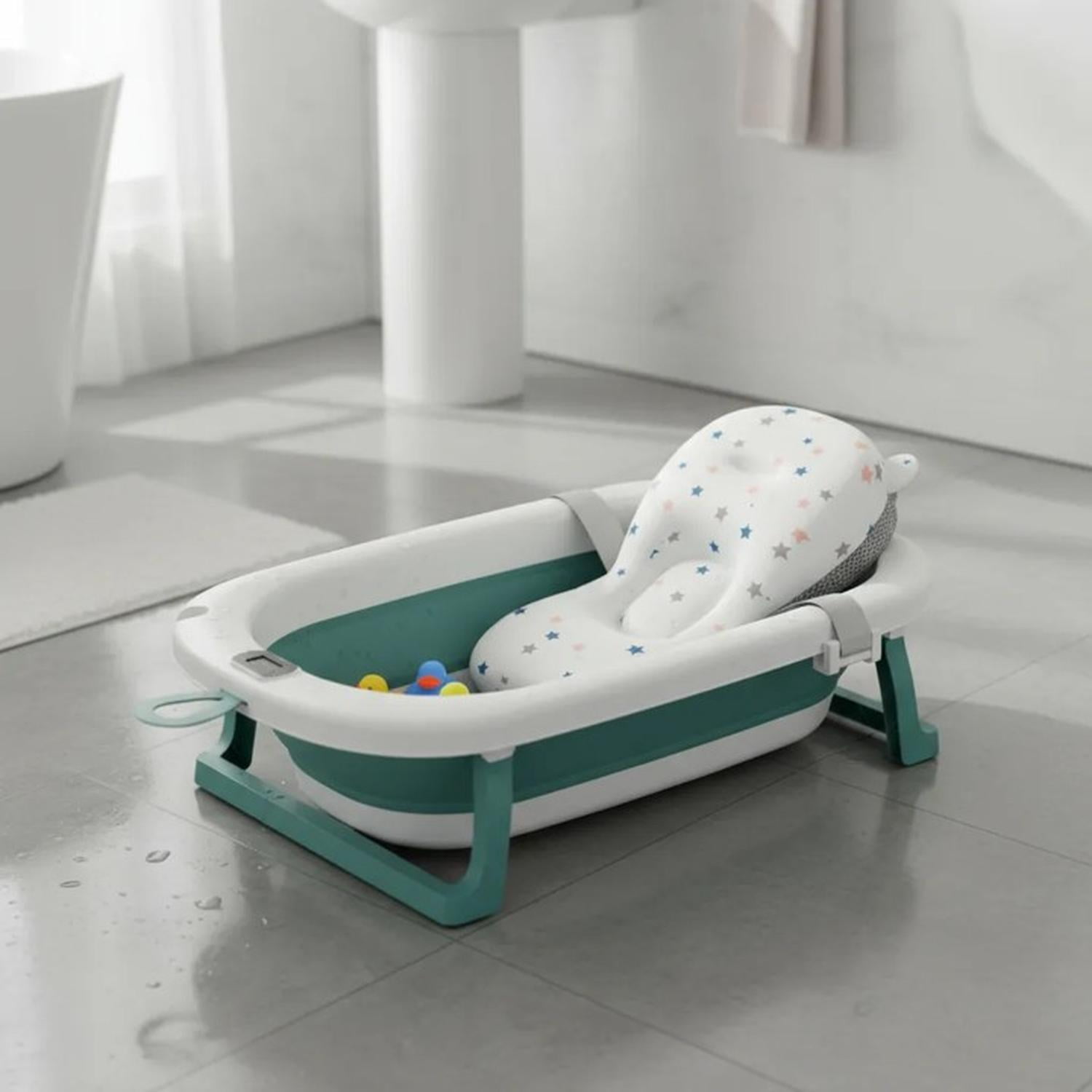 Bañera Plegable Bebé + Malla + Termómetro | Jagima Rosa Bañera Digital Verde Talla Única