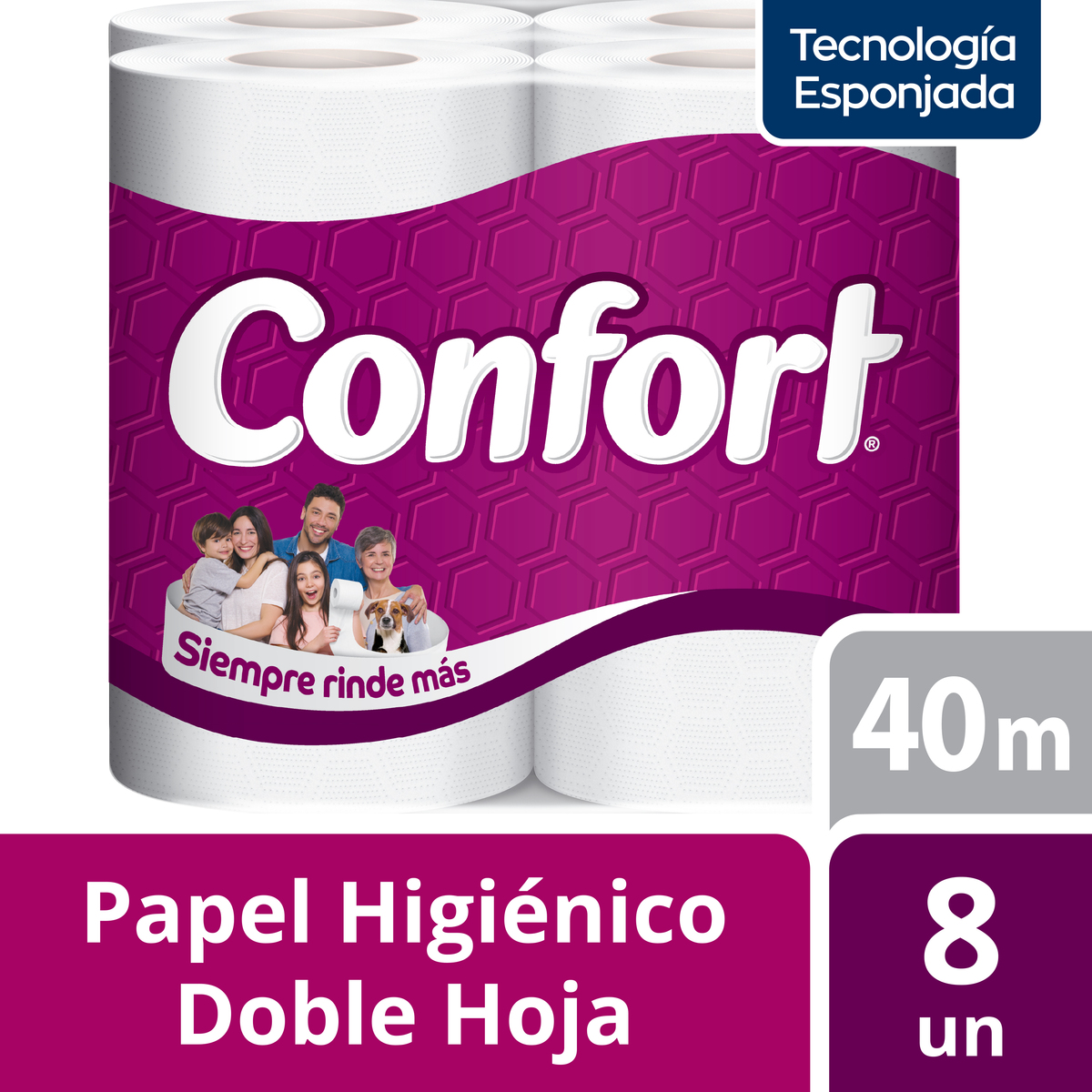 Confort - Papel Higiénico Doble Hoja Súper 8 Un 40 Mt
