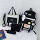 thumbnail image 1 of 4pcs/set Simple Casual School Bag With Badges, Casual Canvas Backpack Tote Bag, 1 of 3