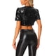 thumbnail image 3 of INSPIRE CHIC Chaqueta Corta de Fiesta Abierta con Lentejuelas y Mangas Cortas Abullonadas para Mujer S Negro, 3 of 6