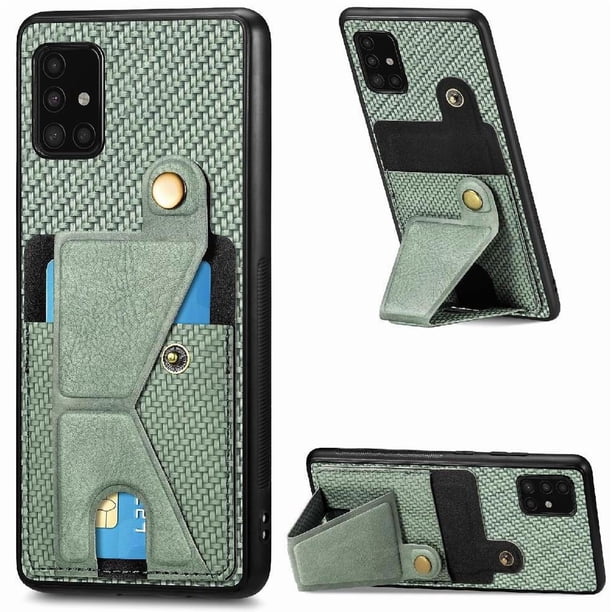 Funda Resistente para Samsung Galaxy A71 5G con Tarjetero y Soporte, Diseño Magnético Verde