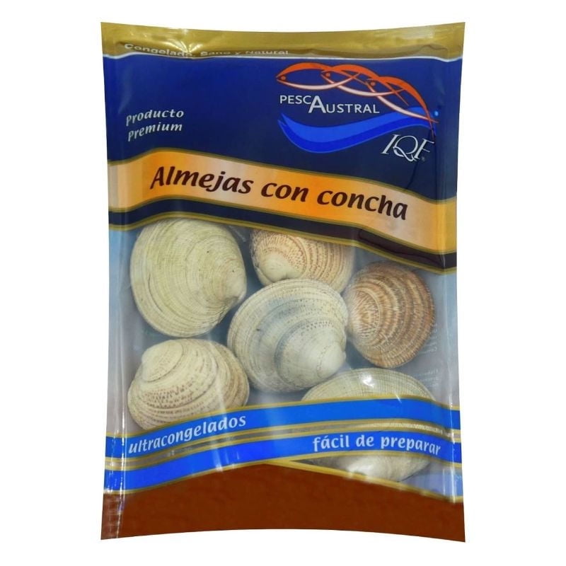 Almejas Crudas Con Concha Congeladas 1 kg Pesca Austral