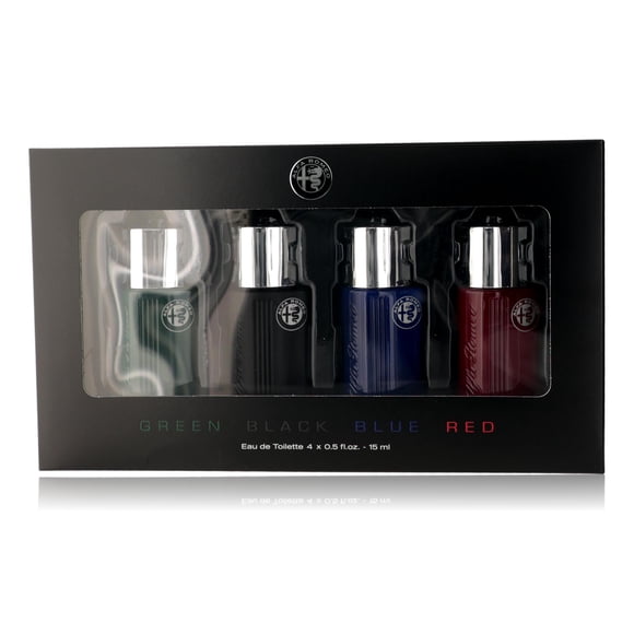 Set de regalo de perfume Alfa Romeo para hombre: verde, negro, azul y rojo
