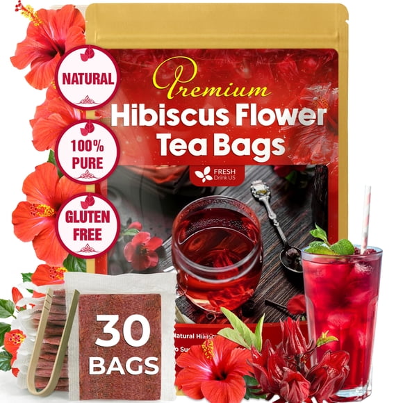 Té Premium FRESHDRINKUS de Flor de Jamaica, 30 bolsitas, 100 ml