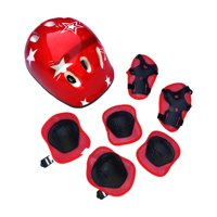 Ioensy - 7 Unids/Set Casco De Bicicleta Casco De Patinaje Sobre Ruedas Para Ciclismo Patinar Rojo