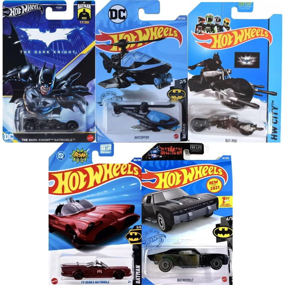 Hot Wheels Pack 5 Vehaculos Batman Surtidos Diecast