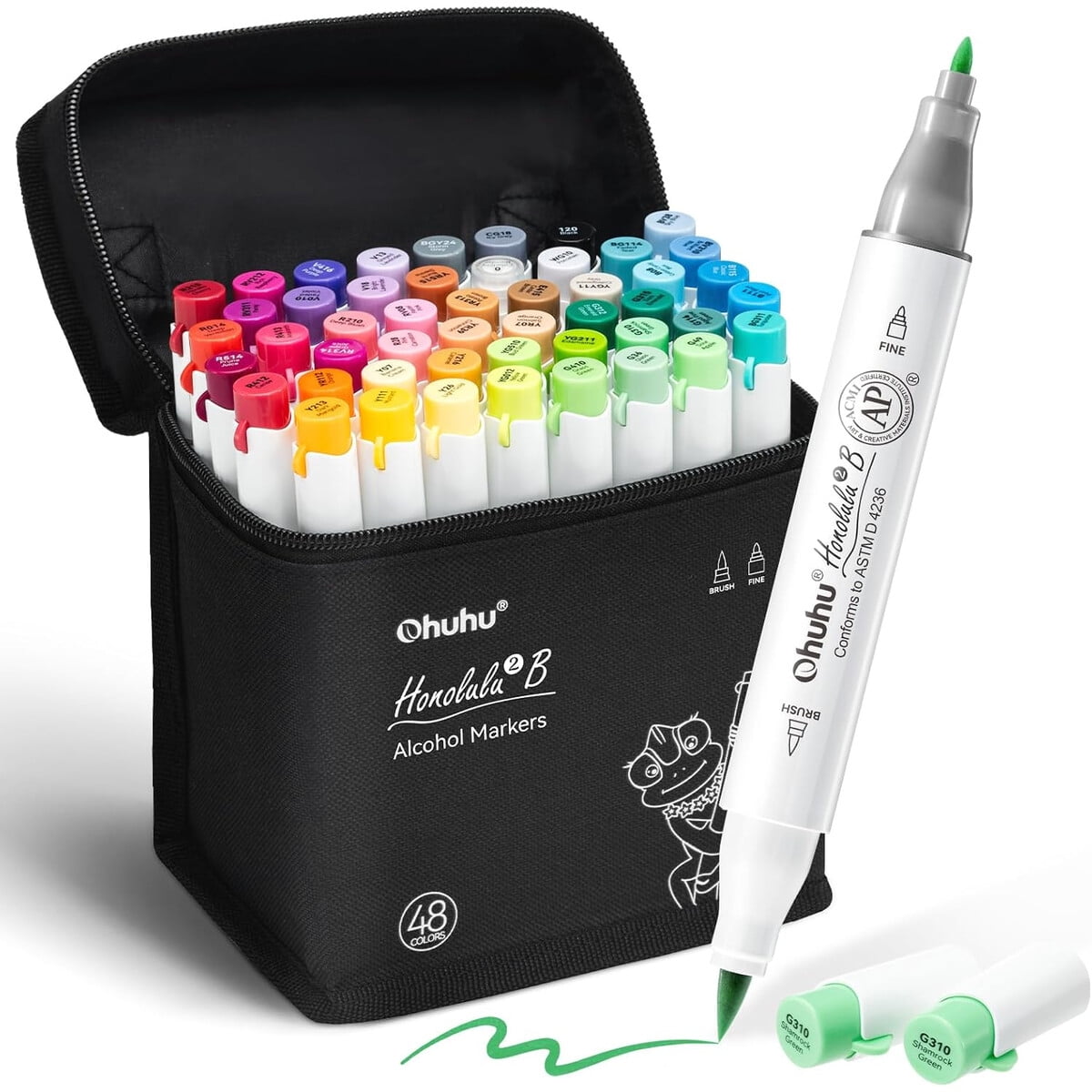 Marcadores Ohuhu 48 Colores Punta Pincel Fina Doble Alcohol