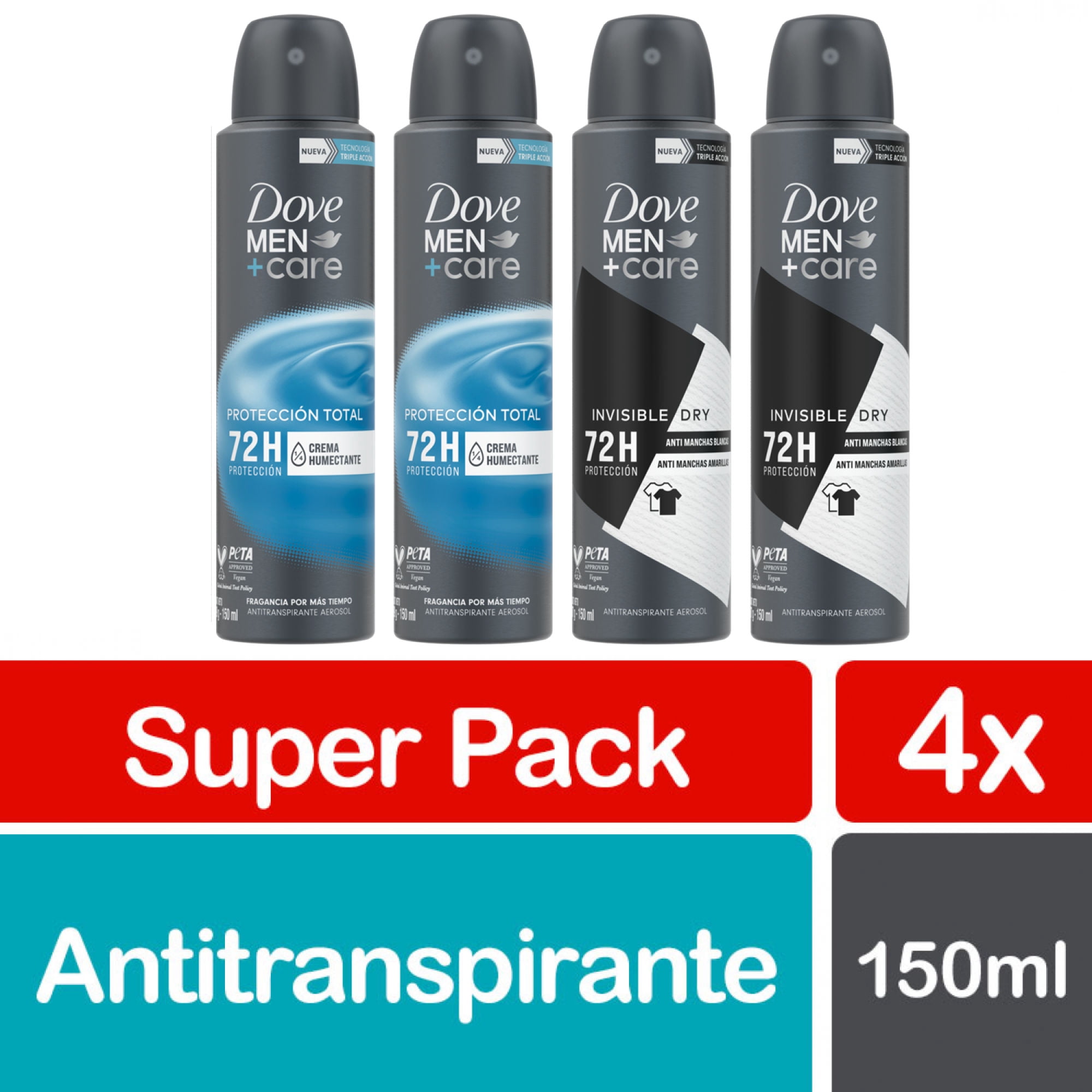 Desodorante Aerosol Dove Men Invisible dry y cuidado total Hombre, 1 Un
