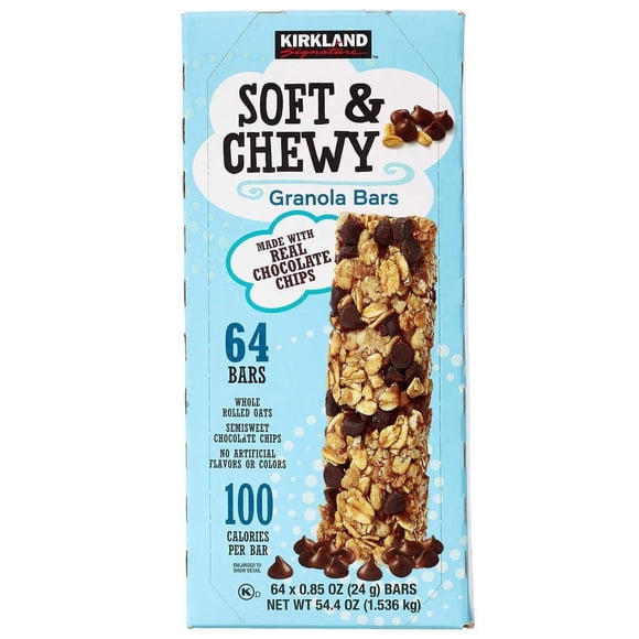 Barritas de Granola Soft & Chewy con Chips de Chocolate Kirkland 64 un x 24g