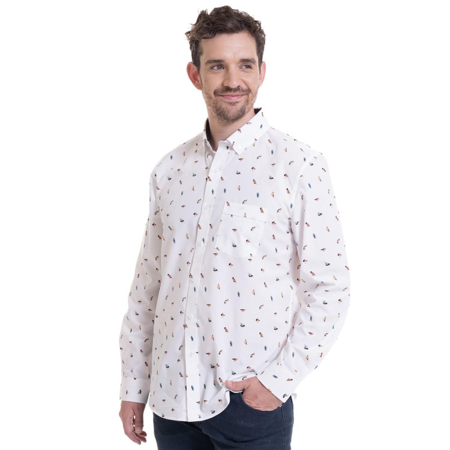 Truval - Camisa Estampada Microprint Blanco Blanco M