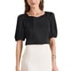 thumbnail image 1 of INSPIRE CHIC Blusa de Satén de Manga Corta con Escote Corazón para Mujer, Talla S, Negro, 1 of 6