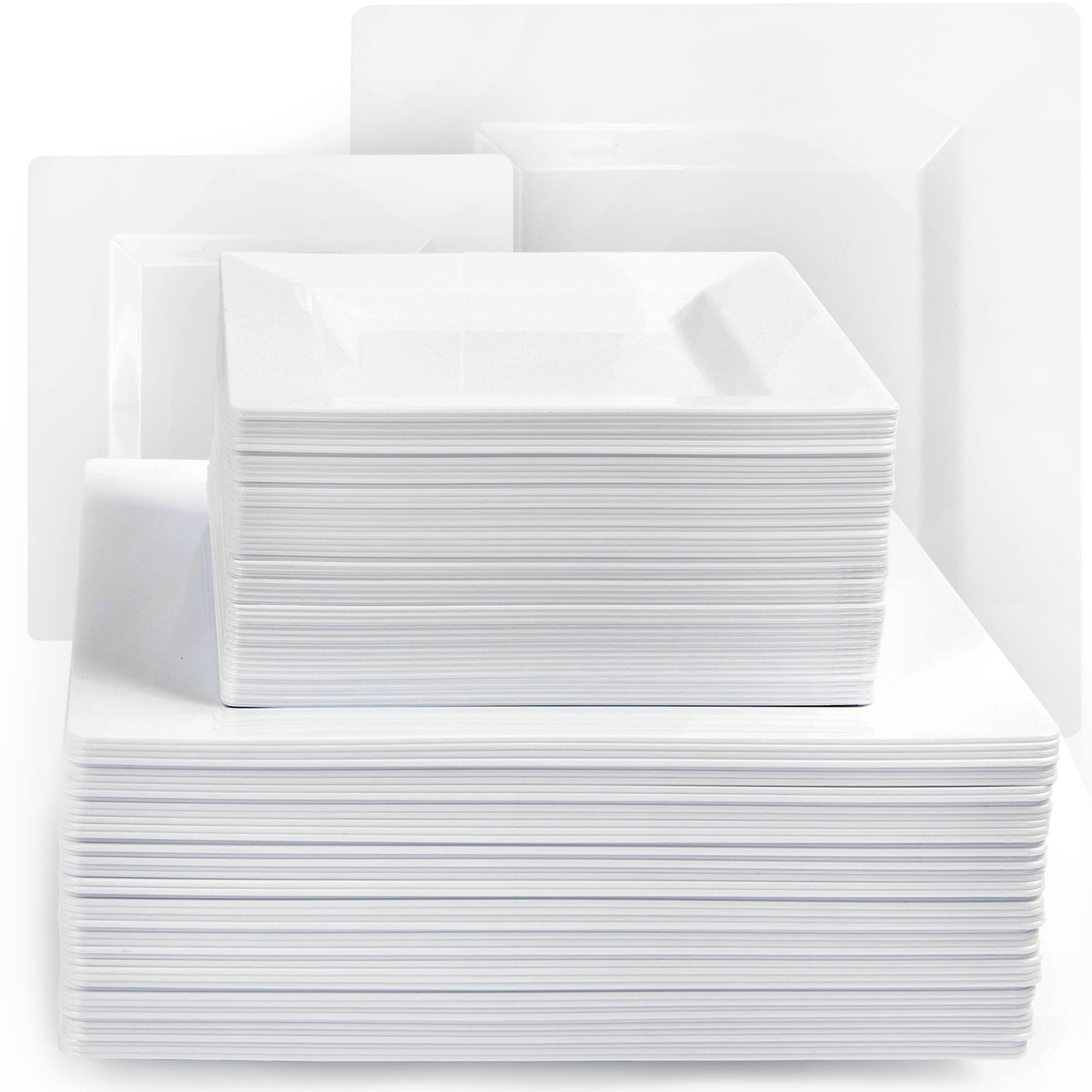 Aya's Cutlery Kingdom - Platos Desechables Aya White Square De 60 Quilates Para Navidad