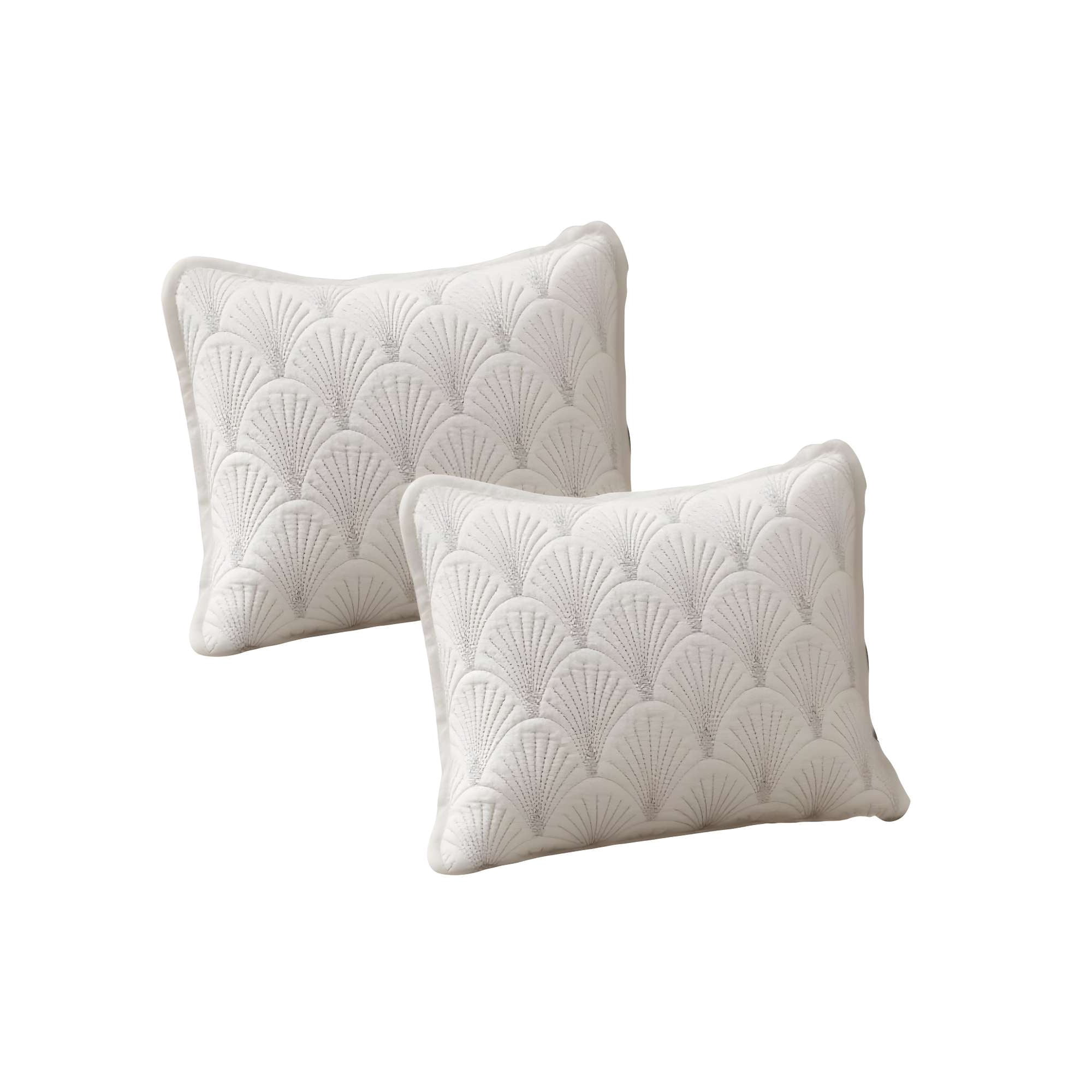 Genérico - Pack De 2 Fundas De Cojin Serie Abanico 30x50 Cm Blanco