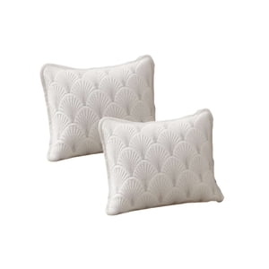 Genérico - Pack De 2 Fundas De Cojin Serie Abanico 30X50 Cm Blanco