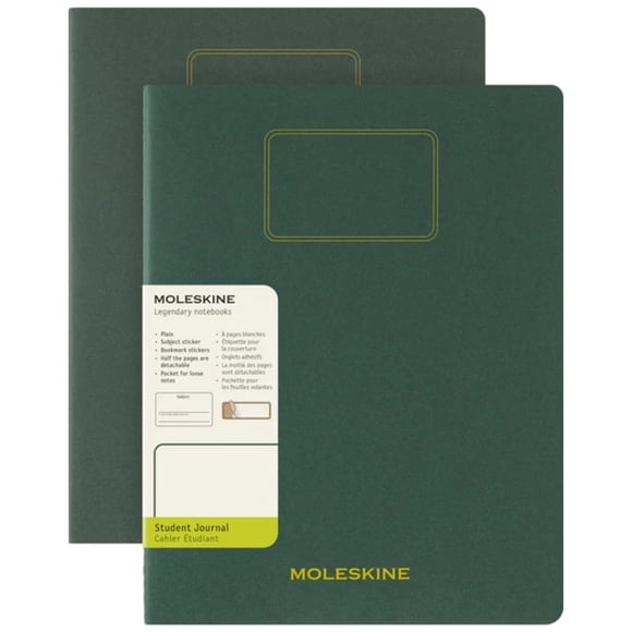Cuaderno Moleskine estudiante. Set de 2 - Tapa Blanda - XXL - Verde Mirto - Lisa