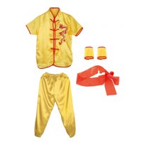 Ioensy - Traje Tradicional Chino De Wushu Para Adultos, Niños, Mujeres, Niños Y Niñas, Amarillo 140
