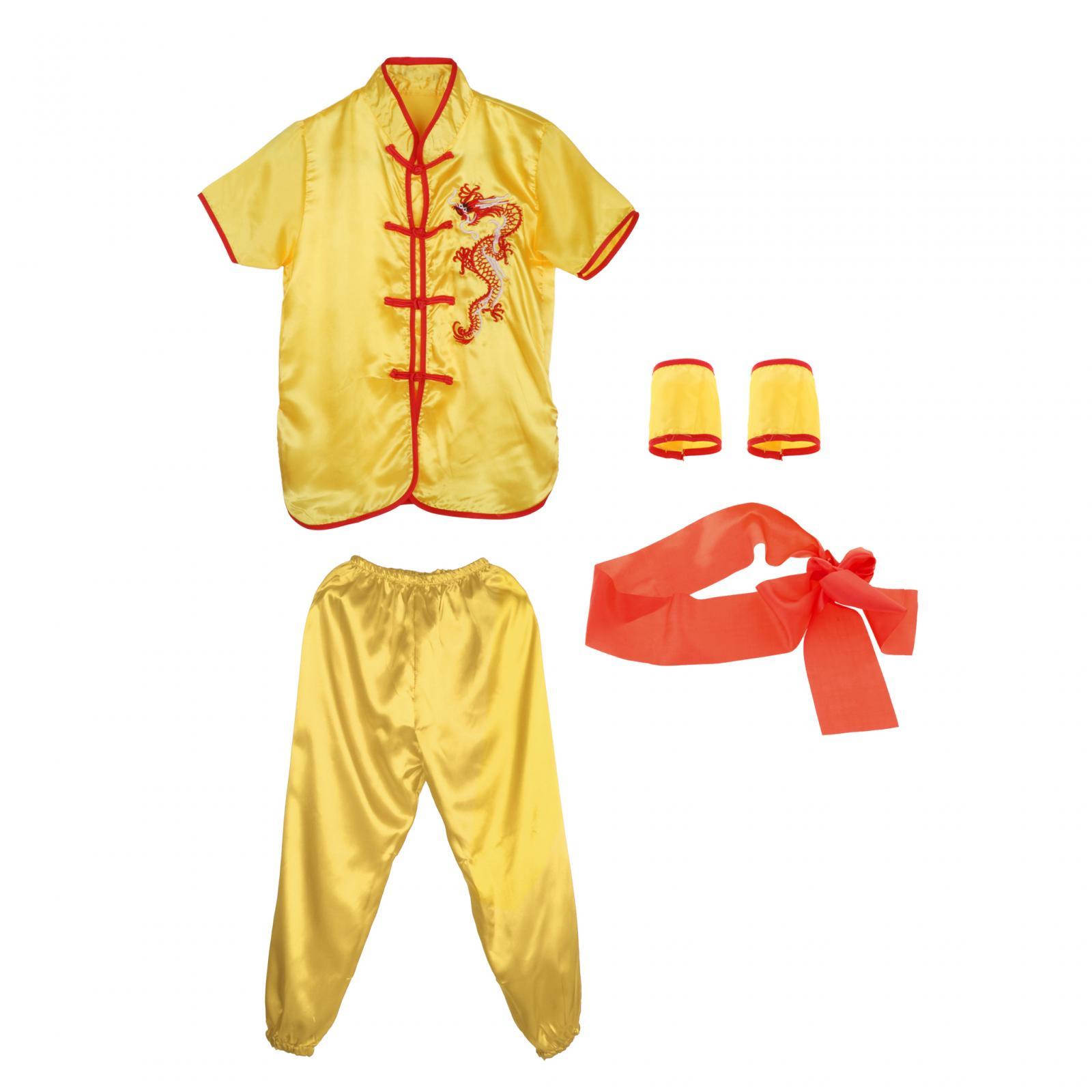 Ioensy - Traje Tradicional Chino De Wushu Para Adultos, Niños, Mujeres, Niños Y Niñas, Amarillo 140