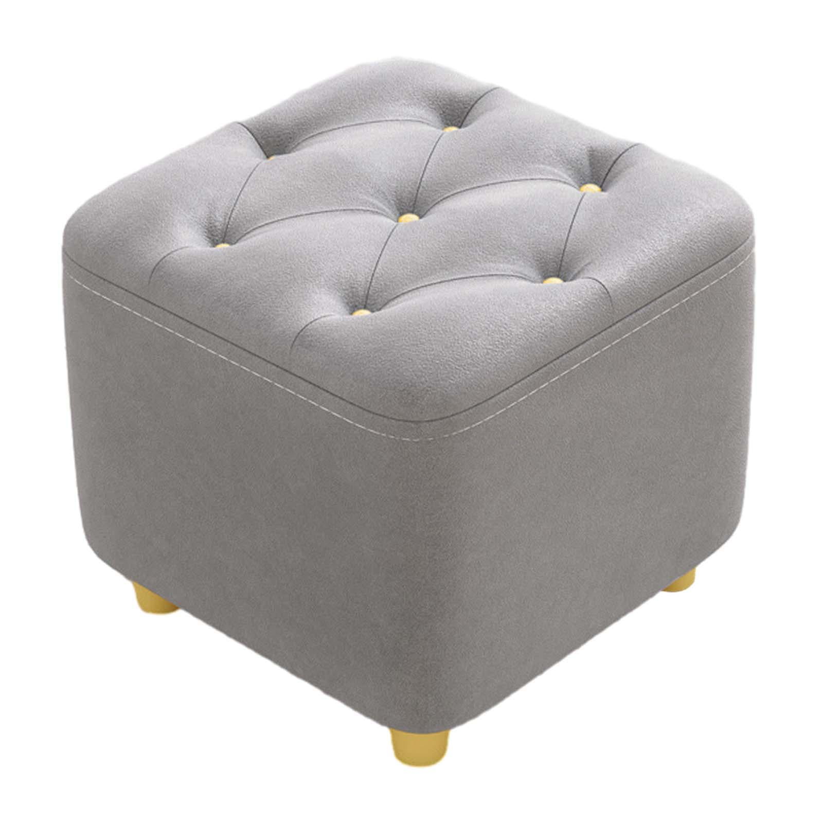 Magideal - Taburete Para Pies Reposapiés Asiento Acolchado Taburete Otomano Antideslizante Estable Taburete Pequeño Para Vestidor Entrada Guardería Sofá Hogar , Gris