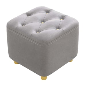 Magideal - Taburete Para Pies Reposapiés Asiento Acolchado Taburete Otomano Antideslizante Estable Taburete Pequeño Para Vestidor Entrada Guardería Sofá Hogar , Gris