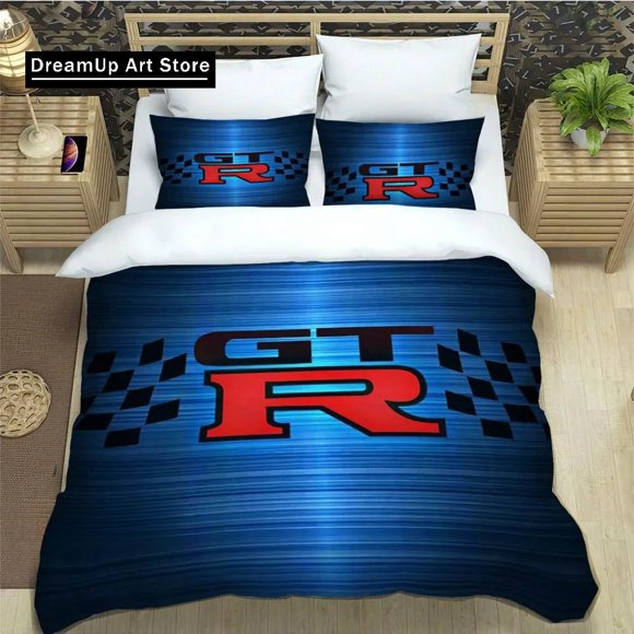 Fashion GTR Racing Retro Bedding Set Boys Girls Duvet Cover Pillowcase Bed Set Adult Bedroom