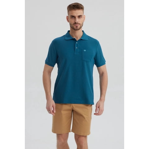 Fashionspark - Polera Hombre Piqué Básica Lisa Petróleo - V