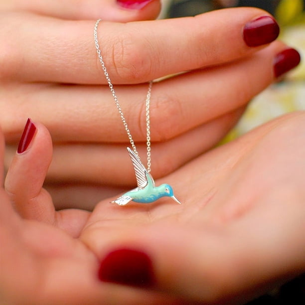 Gorgeous Blue Hummingbird Pendant Necklace - Perfect for Women's Stylish Look!
