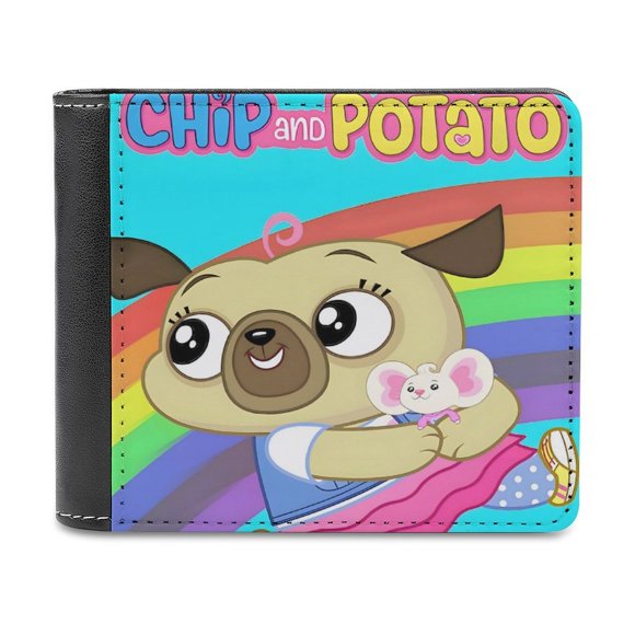 Chip y Potato Cartera de Cuero PU para Hombres, Tarjetero Bifold Delgado, Cartera Minimalista de Cuero Sintético Suave