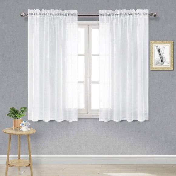 Cortinas DWCN, color blanco transparente, 100% poliéster, 132 x 114 cm, para dormitorio