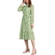 thumbnail image 4 of INSPIRE CHIC Vestido de Mujer Floral Cuello Simulado Volante Manga Larga Chifón Suelto Línea A Midi Verde L, 4 of 6