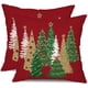 thumbnail image 1 of Cubiertas de almohada de Navidad 18x18 pulgadas Conjunto de 2 almohadas decorativas rojas del árbol de Navidad para la decoración de Navidad de invierno para el sofá del hogar, 1 of 3