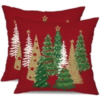 Xusx111 - Cubiertas De Almohada De Navidad 18X18 Pulgadas Conjunto De 2 Almohadas Decorativas Rojas Del Árbol De Navidad Para La Decoración De Navidad De Invierno Para El Sofá Del Hogar