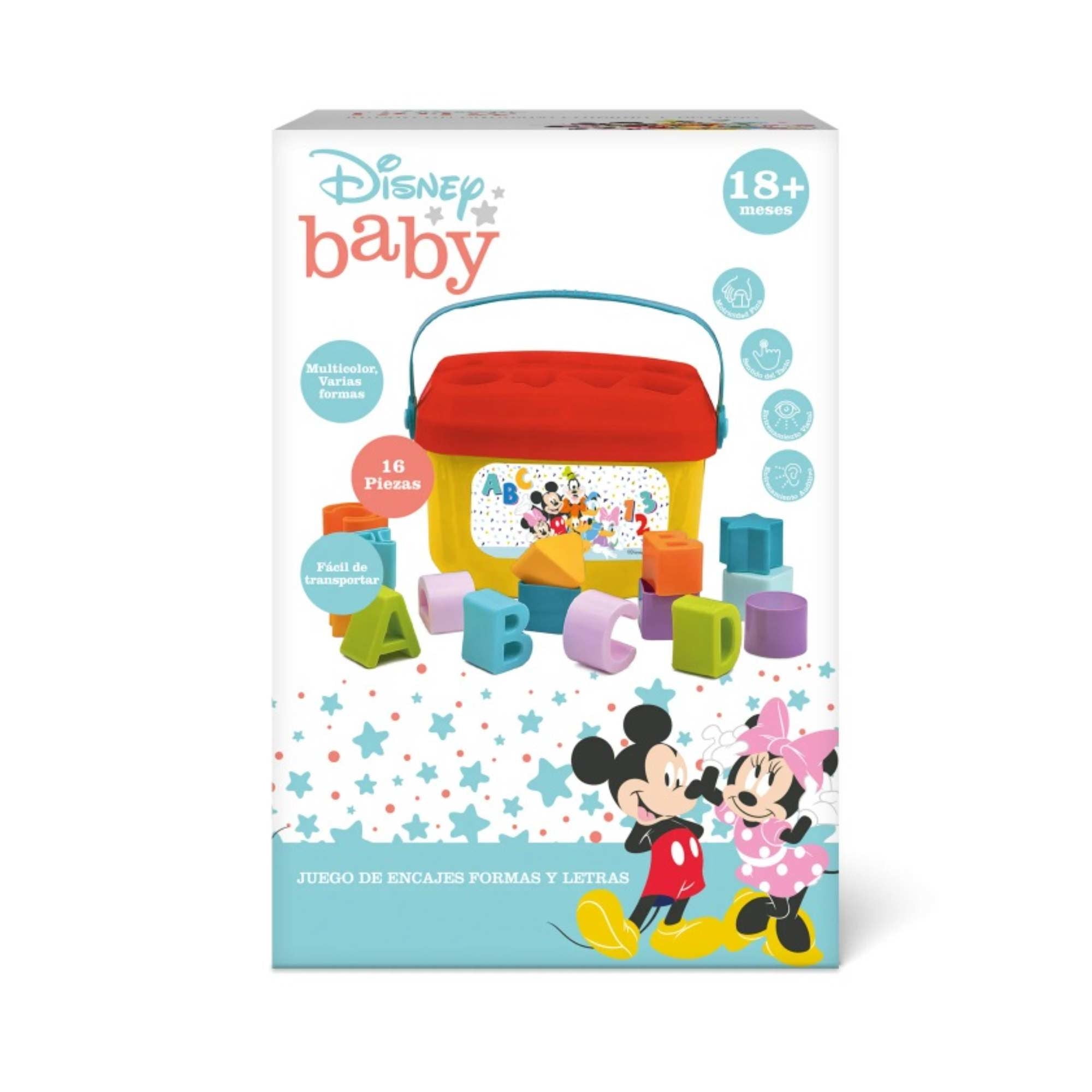 Juego De Encajes Formas Y Letras 16 Bloques Disney Baby