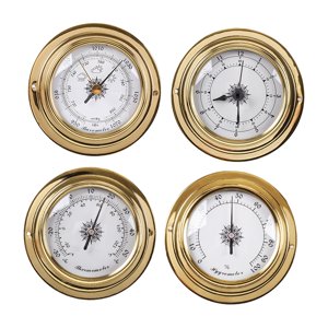 Magideal - 4X Termómetro Higrómetro Reloj Instrumento Meteorológico Colgante De Pared Conjunto De Estaciones Meteorológicas Para Barco Yate Laboratorio