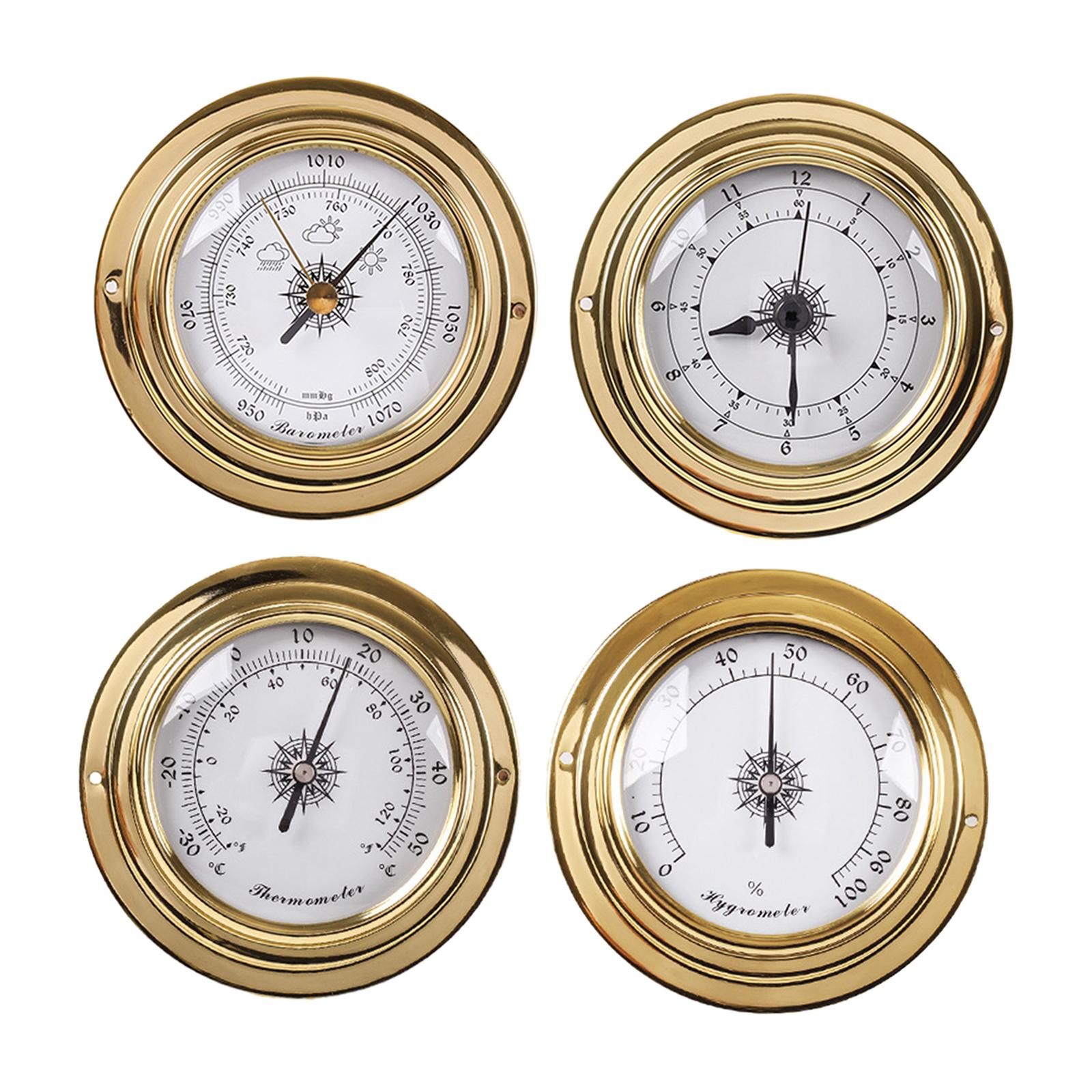 Magideal - 4X Termómetro Higrómetro Reloj Instrumento Meteorológico Colgante De Pared Conjunto De Estaciones Meteorológicas Para Barco Yate Laboratorio