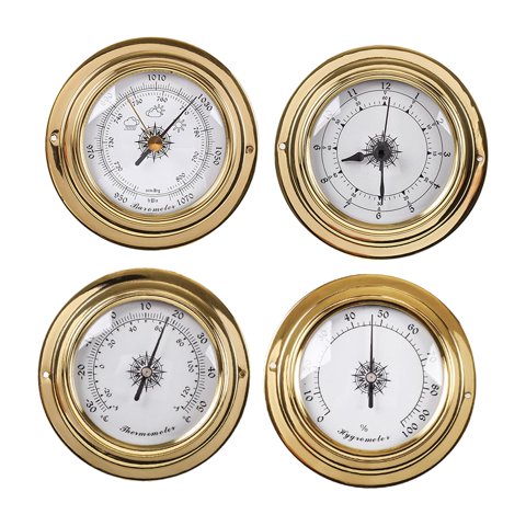 Magideal - 4X Termómetro Higrómetro Reloj Instrumento Meteorológico Colgante De Pared Conjunto De Estaciones Meteorológicas Para Barco Yate Laboratorio
