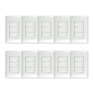 Genérico - Pack 10 Interruptor Triple 9/12 10A 250V Blanco