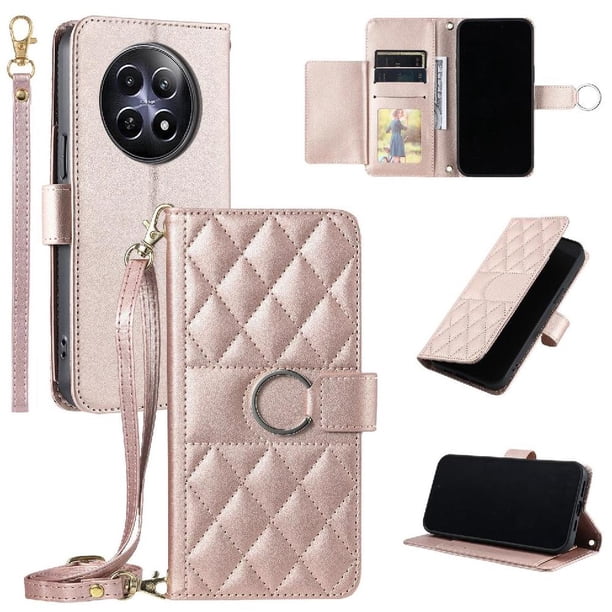 Funda tipo billetera FOXDOCK para Realme C65 5G – Tapa abatible con correa para mujer