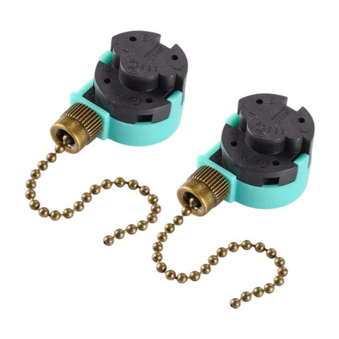 Magideal - 2 Interruptores De Tirador Para Luz De Ventilador, Interruptor De Cadena De Tracción, Control De Dos Cables, Lámpara De Pared Profesional Resistente, Cadena De Bronce