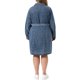 thumbnail image 3 of Agnes Orinda Vestido de Mezclilla Midi con Botones, Cinturón y Mangas Largas para Mujer Talla Grande, Ideal para Escuela, Universidad y Pascua, 1X Gris Azul, 3 of 5