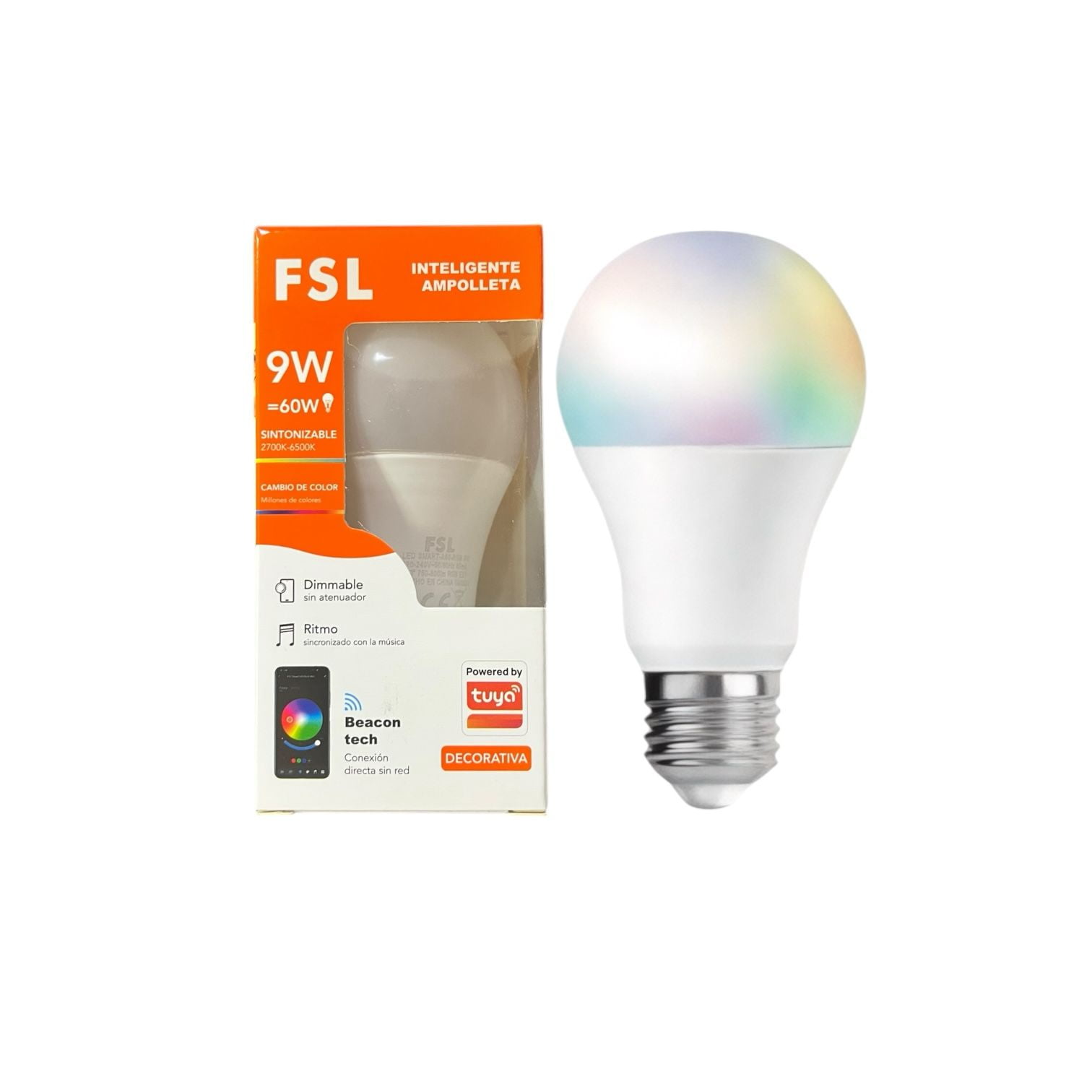 Ampolleta Led Smart A60 9w E27 Rgb Regulable Wifi+bluetooth Fsl