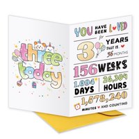 Tarjeta De Cumpleaños Uuefktn Linda Y Feliz De 3 Años Para Niñas Y Niños