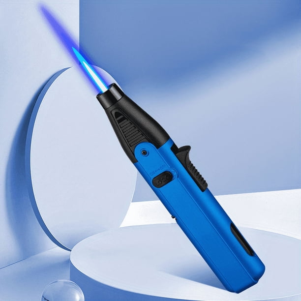 Butane Torch With Fuel Gauge, Refillable Kitchen Torch Lighter With Safety Lock And Adjustable Flame, One-handed Operation Blow Torch ForBBQ(Butane Gas Is Not Included)