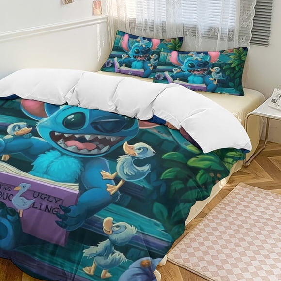 StitchCartoon Collection 3-Piece Comforter Set, Personalized Bedding Decor for Kids And Teens Bed Sheets