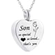 thumbnail image 3 of Impermeable de acero inoxidable Corazón Cremación Recuerdo Urna Collar Hijo, 3 of 5
