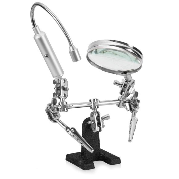 Soporte de lupa Helping Hand con LED y clips de cocodrilo