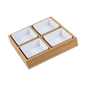 Bothyi - Bandeja De Aperitivos Dividida Con Soporte De Bambú Para Dulces, Galletas, Patatas Fritas Y Salsa