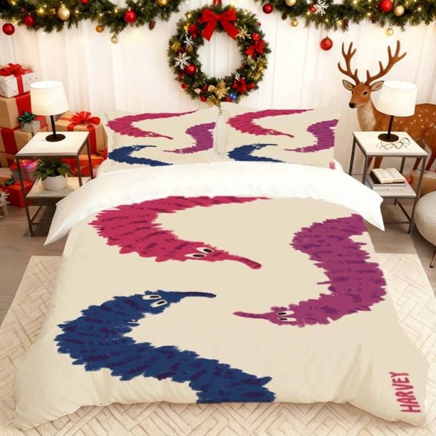with Three Colorful Worms a Printed Duvet Cover Set Bedding Including a Duvet Cover And Pillowcases Soft And Comfortable Perfect for Family Bedrooms And Guest R