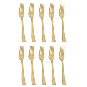 Magideal - Suministros De Decoración De Utensilios, Vajilla Para Cumpleaños, Festival, Compromiso, Cenas, Bar , 10X Tenedores Dorados