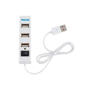 Philco - Mini Hub 2.0 4 Puertos Usb Con Encendedor Blanco